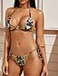 preiswerte Bikini-Damen Badeanzug Bikinis EU- / US-Größe Bademode mit Schnürung Bedruckt Leopard Braun Stirnband Badeanzüge Basic