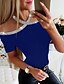abordables Tops &amp; Blouses-Femme T-shirt Quotidien Manches Courtes Couleur Pleine Col Rond Hauts Standard Haut de base Noir Vin Bleu Roi