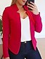 baratos Jaquetas Femininas-blazer feminino de cor sólida casaco tops de poliéster branco / preto / vermelho