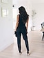 cheap Jumpsuits &amp; Rompers-Women&#039;s Basic Deep V Black Slim Jumpsuit Onesie, Solid Colored S M L