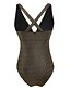 cheap One-Pieces-Women&#039;s Basic Boho Gold Triangle Cheeky One-piece Swimwear Swimsuit - Solid Colored Backless S M L Gold