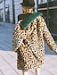 preiswerte Pelz &amp; Ledermode für Damen-Damen Kunstpelz-Mantel Herbst Winter Alltag Lang Mantel V-Ausschnitt Normale Passform Jacken Langarm Leopard Leicht Braun