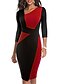 cheap Elegant Dresses-Women&#039;s Bodycon Knee Length Dress 3/4 Length Sleeve Color Block Patchwork Elegant Sophisticated Cotton White Blue Red S M L XL XXL