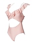 cheap One-Pieces-Women&#039;s Bandeau Basic Bikini Swimsuit Lace up Solid Colored Swimwear Bathing Suits Blushing Pink