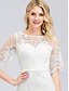 billige Wedding Dresses-Havfrue Brudekjoler Høj halset Gulvlang Spandex Blondelukning Kortærmet Afslappet Gennemsigtigt med Blonde 2021