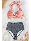 preiswerte Tankini-Damen Bandeau Grundlegend Bikinis Badeanzug mit Schnürung Druck Punkt Bademode Badeanzüge Rosa