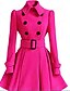 cheap Coats &amp; Trench Coats-Women&#039;s Trench Coat Fall &amp; Winter Valentine&#039;s Day Going out Long Coat Shirt Collar Regular Fit Jacket Long Sleeve Solid Colored Pink Black Gray