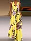 cheap Maxi Dresses-Women&#039;s A Line Dress Maxi long Dress Blue Yellow White Sleeveless Floral Print Summer V Neck Hot Casual Holiday Loose 2021 S M L XL XXL 3XL 4XL 5XL / Plus Size / Plus Size