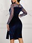 abordables Robes Soirée-Femme Moulante Manches Longues Couleur Pleine Bleu Marine S M L XL XXL
