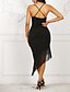 cheap Bodycon Dresses-Women&#039;s Sheath Dress Sleeveless Solid Colored Tassel Fringe Strap Black S M L XL