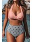 cheap Tankini-Women&#039;s Bandeau Basic Bikini Swimsuit Lace up Print Polka Dot Swimwear Bathing Suits Blushing Pink