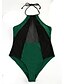 abordables Une pièce-Femme Licou Basique Bikinis Maillot de bain Lacet Imprimé Couleur Pleine Maillots de Bain Maillots de bain Vert