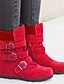 cheap Boots-Women&#039;s Boots Daily Mid Calf Boots Flat Heel Round Toe Canvas Zipper Light Brown Black Red