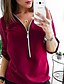 cheap Tops &amp; Blouses-Women&#039;s Daily Shirt Solid Colored Long Sleeve Tops V Neck White Black Red
