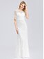 cheap Wedding Dresses-Mermaid / Trumpet Wedding Dresses Jewel Neck Floor Length Spandex Lace Short Sleeve Casual See-Through with Lace 2021