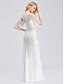 cheap Wedding Dresses-Mermaid / Trumpet Wedding Dresses Jewel Neck Floor Length Spandex Lace Short Sleeve Casual See-Through with Lace 2021