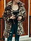 cheap Furs &amp; Leathers-Women&#039;s Faux Fur Coat Fall &amp; Winter Daily Long Coat V Neck Regular Fit Jacket Long Sleeve Leopard Light Brown