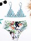 economico Bikini-Per donna Essenziale Blu A fascia Slip brasiliano Vita alta Bikini Costumi da bagno Costume da bagno - A strisce Fantasia floreale Lacci Con stampe S M L Blu