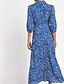 billige Elegant kjole-Dame Kjole med A-linje Blå Svart 3/4 ermer Geometrisk V-hals S M L XL