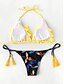 cheap Bikini-Women&#039;s Basic Yellow Halter Cheeky Tie Side Bikini Swimwear Swimsuit - Geometric Lace up Print S M L Yellow