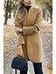 cheap Coats &amp; Trench Coats-Women&#039;s Stand Collar Coat Long Solid Colored Daily Wine Khaki Gray S M L XL
