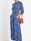billige Elegant kjole-Dame Kjole med A-linje Blå Svart 3/4 ermer Geometrisk V-hals S M L XL