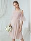 cheap Bridesmaid Dresses-A-Line Jewel Neck Knee Length Lace / Tulle / Polyester Bridesmaid Dress with Lace / Draping / Illusion Sleeve