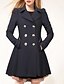 cheap Coats &amp; Trench Coats-Women&#039;s Overcoat Daily Fall Winter Long Coat Notch lapel collar Regular Fit Elegant &amp; Luxurious Jacket Long Sleeve Solid Colored Pocket Black Navy Blue / Plus Size