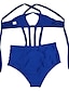 baratos Peça única-Mulheres Básico Nadador Cavado Maiô Roupa de Banho roupa de banho - Sólido Estampado S M L Preto Azul