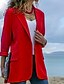 baratos Blazers Femininos-blazer feminino de poliéster de cor sólida tops preto / vermelho / azul marinho