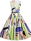 cheap Knee-Length Dresses-Women&#039;s Swing Dress Rainbow Sleeveless Geometric Print Round Neck Basic Vintage S M L XL XXL