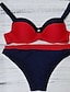 cheap Bikini-Women&#039;s Basic Halter Cheeky Tankini Swimwear Swimsuit - Color Block Print S M L Blue Red Yellow
