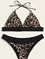 baratos Bikini-Mulheres Nadador Básico Biquíni roupa de banho Cordões Estampado Leopardo Roupa de Banho Fatos de banho Marron