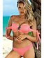 cheap Bikini-Women&#039;s Basic Black Blushing Pink Yellow Bandeau Cheeky Bikini Swimwear Swimsuit - Solid Colored Lace up S M L Black