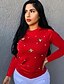 abordables Jerséis-Mujer Pull-over Un Color Manga Larga Cárdigans suéter Escote Redondo Amarillo Negro Rojo