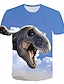 abordables T-shirts et chemises pour garçons-T-shirt Tee-shirts Garçon Enfants Bébé Manches Courtes Dinosaure Créatures Fantastiques Graphique 3D Animal Col ras du cou Imprimé Bleu Enfants Hauts Actif Frais 2-12 ans