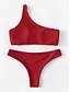 abordables Bikini-Femme Basique Noir Jaune Rouge Bandeau Slip Brésilien Bikini à nouettes Bikinis Maillots de Bain Maillot de bain - Couleur Pleine Lacet S M L Noir