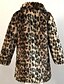 cheap Furs &amp; Leathers-Women&#039;s Faux Fur Coat Fall &amp; Winter Daily Long Coat V Neck Regular Fit Jacket Long Sleeve Leopard Light Brown