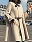cheap Coats &amp; Trench Coats-Women&#039;s Coat Regular Solid Colored Daily Black Beige S M L