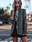 cheap Blazers-Women&#039;s Notch lapel collar Blazer Leopard Yellow / Gray S / M / L