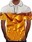 abordables Polos-Hombre Polo Gráfico 3D Cerveza Tallas Grandes Manga Corta Diario Tops Chic de Calle Exagerado Amarillo