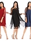 baratos Best Selling Dresses-Mulheres Shift Dress Mini Vestido - Manga Longa Preto Azul Vinho S M L XL XXL 3XL 4XL 5XL