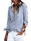 abordables Tops &amp; Blouses-Chemise Femme, Rayé Mosaïque Basique Bleu &amp; blanc Bleu