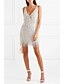 cheap Mini Dresses-Women&#039;s Silver Dress Sheath Solid Colored Strap S M Slim