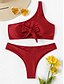 abordables Bikini-Mujer Básico Negro Amarillo Rojo Bandeau Pícaro Con cordones Bikini Bañadores Traje de baño - Un Color Acordonado S M L Negro