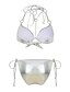 preiswerte Bikini-Damen Bademode Bikinis Badeanzug mit Schnürung Blau Silber Bademode Bügel Badeanzüge