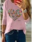 cheap T-Shirts-Women&#039;s T shirt Geometric Round Neck Daily Long Sleeve Tops Blue White Pink