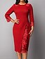 cheap Midi Dresses-Women&#039;s Sheath Dress Long Sleeve Solid Colored Elegant Blue Purple Red S M L XL XXL 3XL