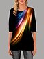 abordables Tops &amp; Blouses-T-shirt Femme Quotidien Géométrique Manches Longues Col Rond Noir Rose Claire Gris Hauts Standard