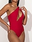 cheap One-Pieces-Women&#039;s Basic Red One-piece Swimwear Swimsuit - Solid Colored S M L Red